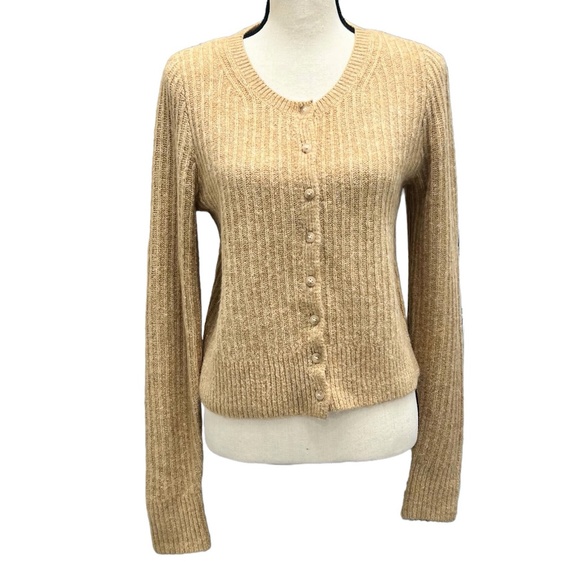 ABERCROMBIE & FITCH CAMEL TAN CROPPED KNIT CARDIGAN - Picture 1 of 13